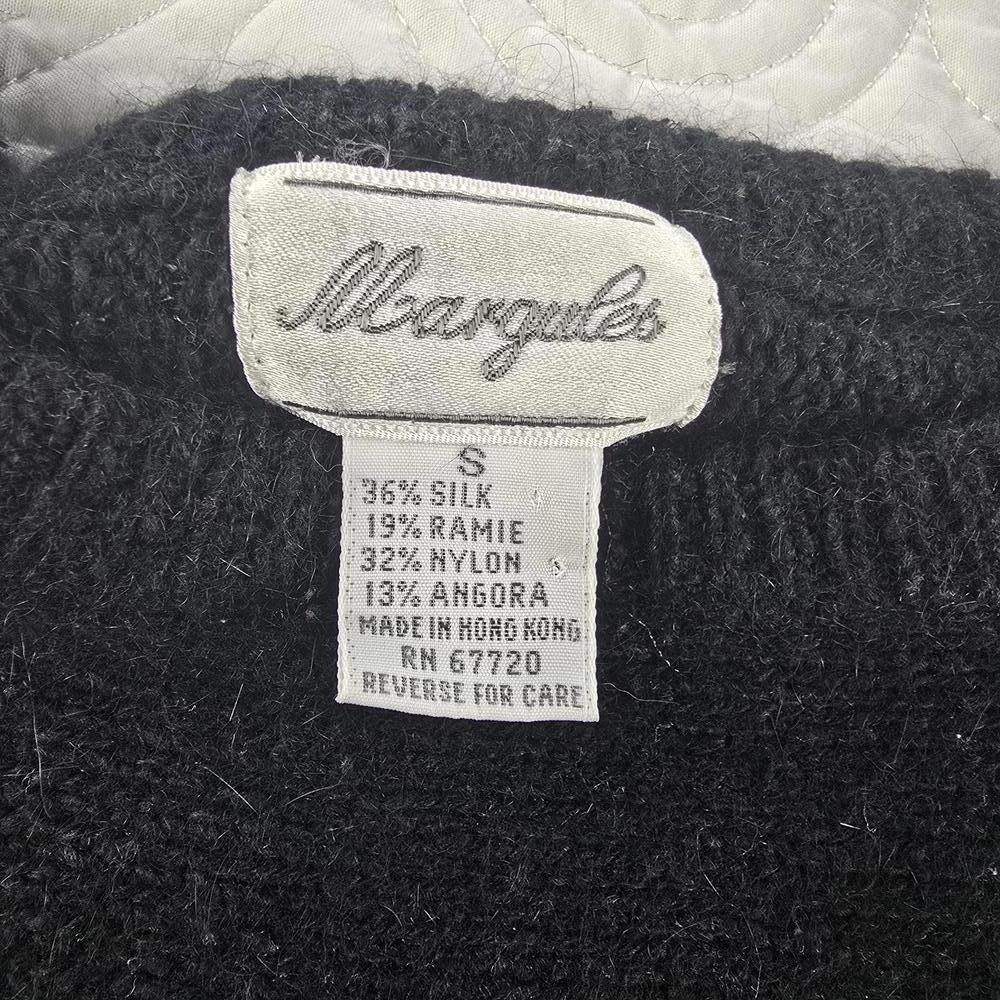 Vintage 80s/90's Silk/Angora Blend Black Beaded Leaf Pullover Sweater Size Small - Picture 7 of 8